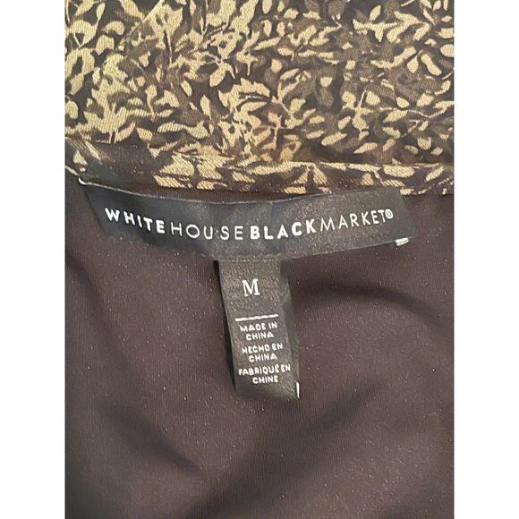 WHBM Woman’s pullover shirt Med Sage Green black leaf print sheer lined - Picture 6 of 7